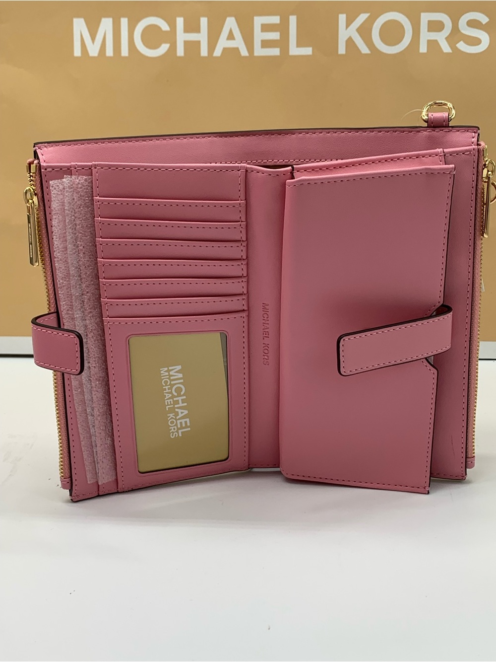 Michael Kors Cornation Ombré MK Logo Wristlet/ wallet with Gold Hardware - Picture 11 of 13